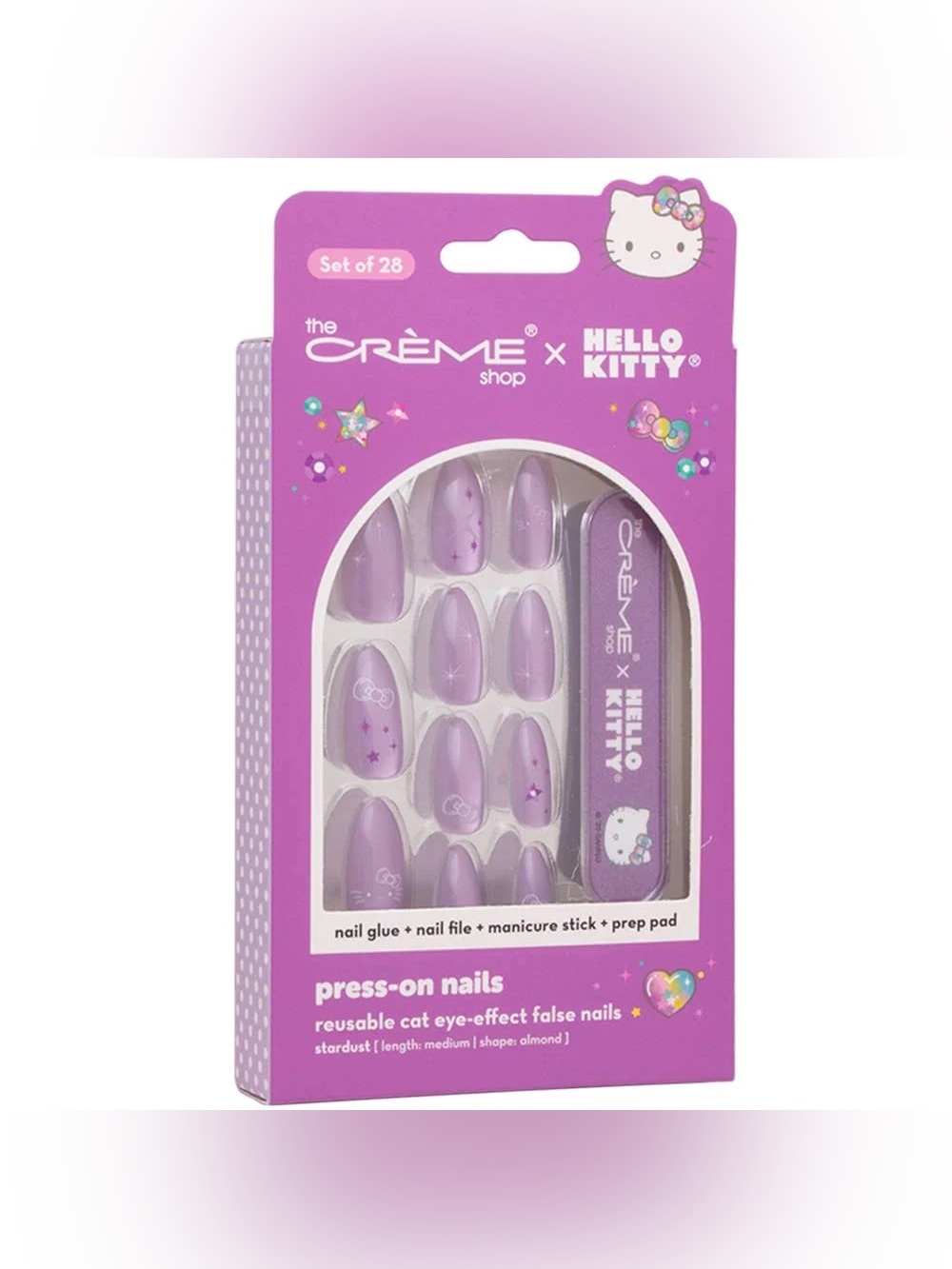 The Crème Shop x Hello Kitty Lavender Press-On Nails, Almond Set